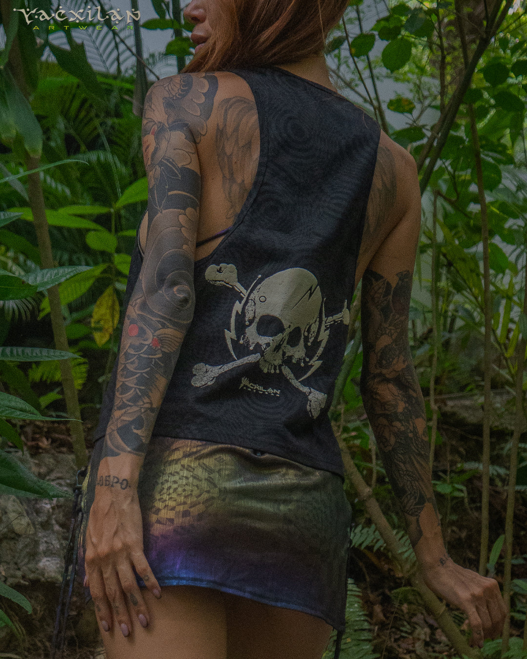 Tank Top Woman / Black Cotton Shinke - WIERD NOISES SHAMANS White